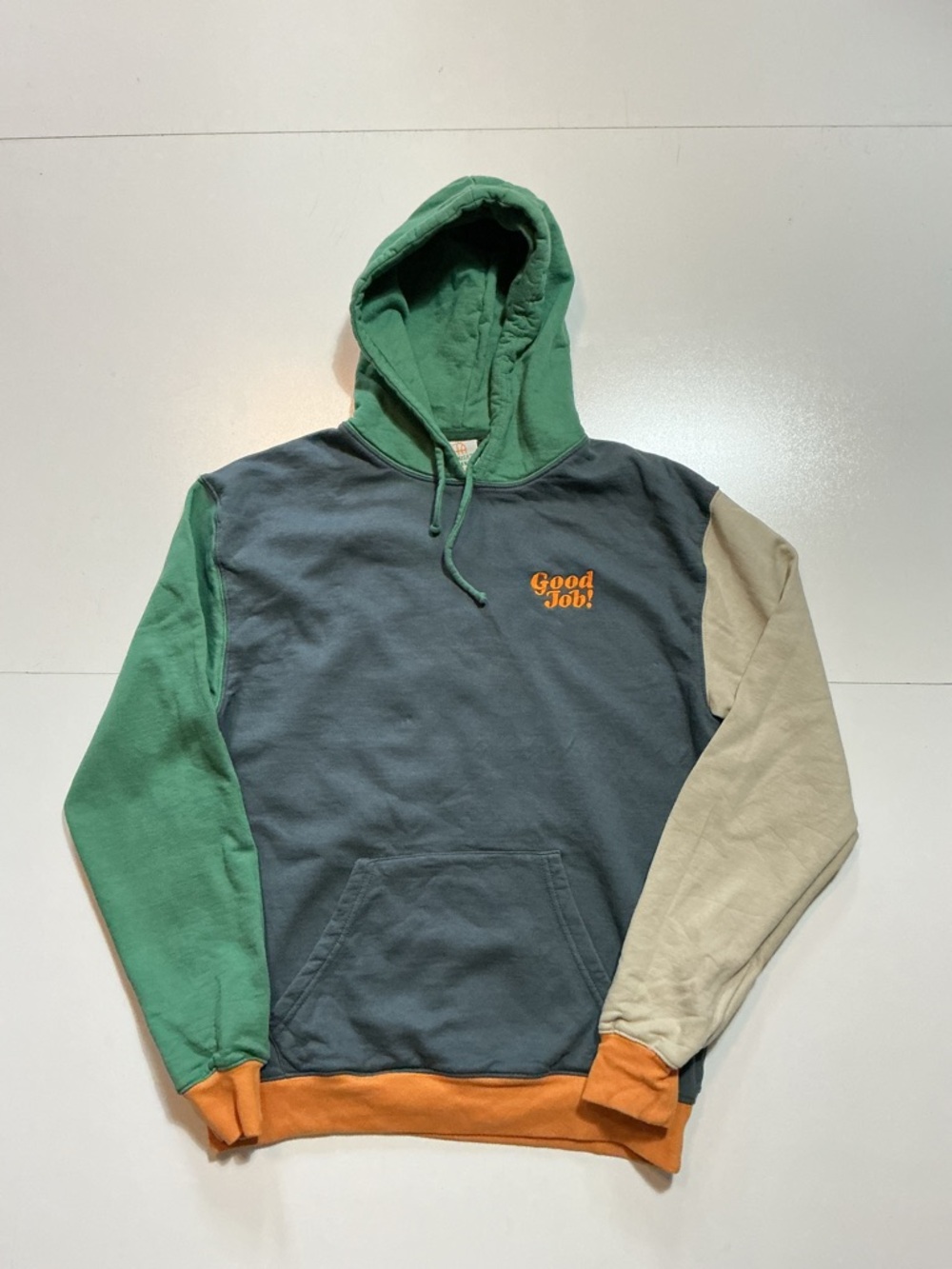 Midnight Organic Larry June Good Job Embroidered Color Block Pullover Hoodie